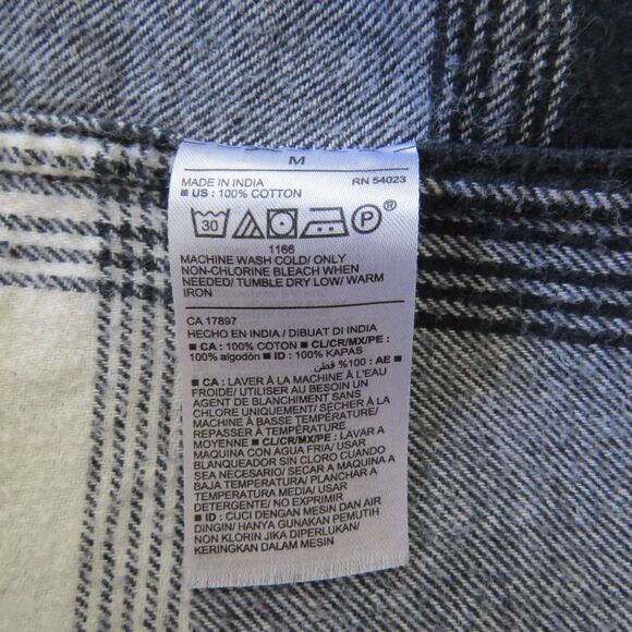 Old Navy Men's Black Buffalo Plaid 100% Cotton Flannel Shirt Medium - Picture 8 of 9